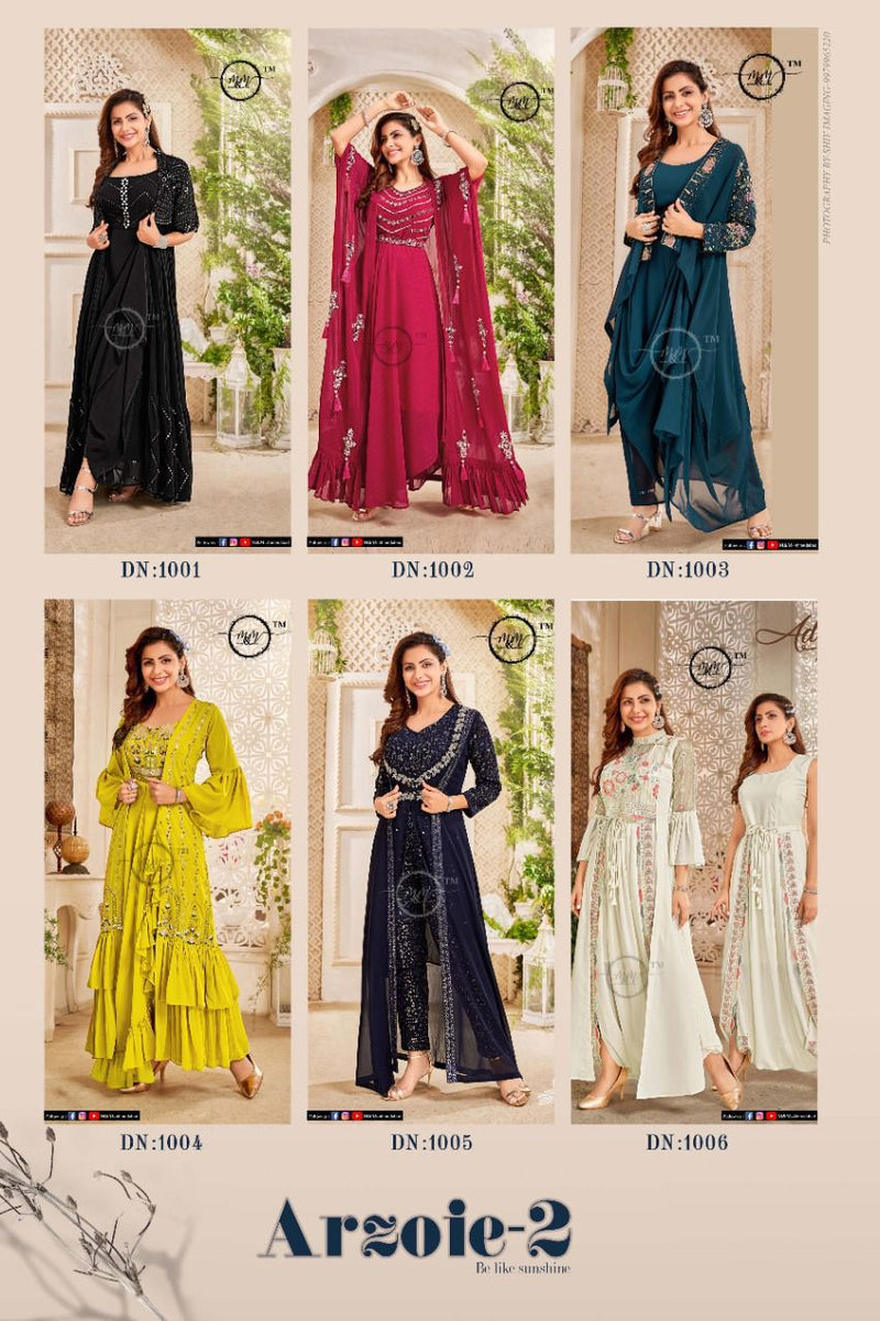 M & M Arzoie Vol 2 Georgette With Mordern Embroidery Work Stylish Designer Party Wear Kurti