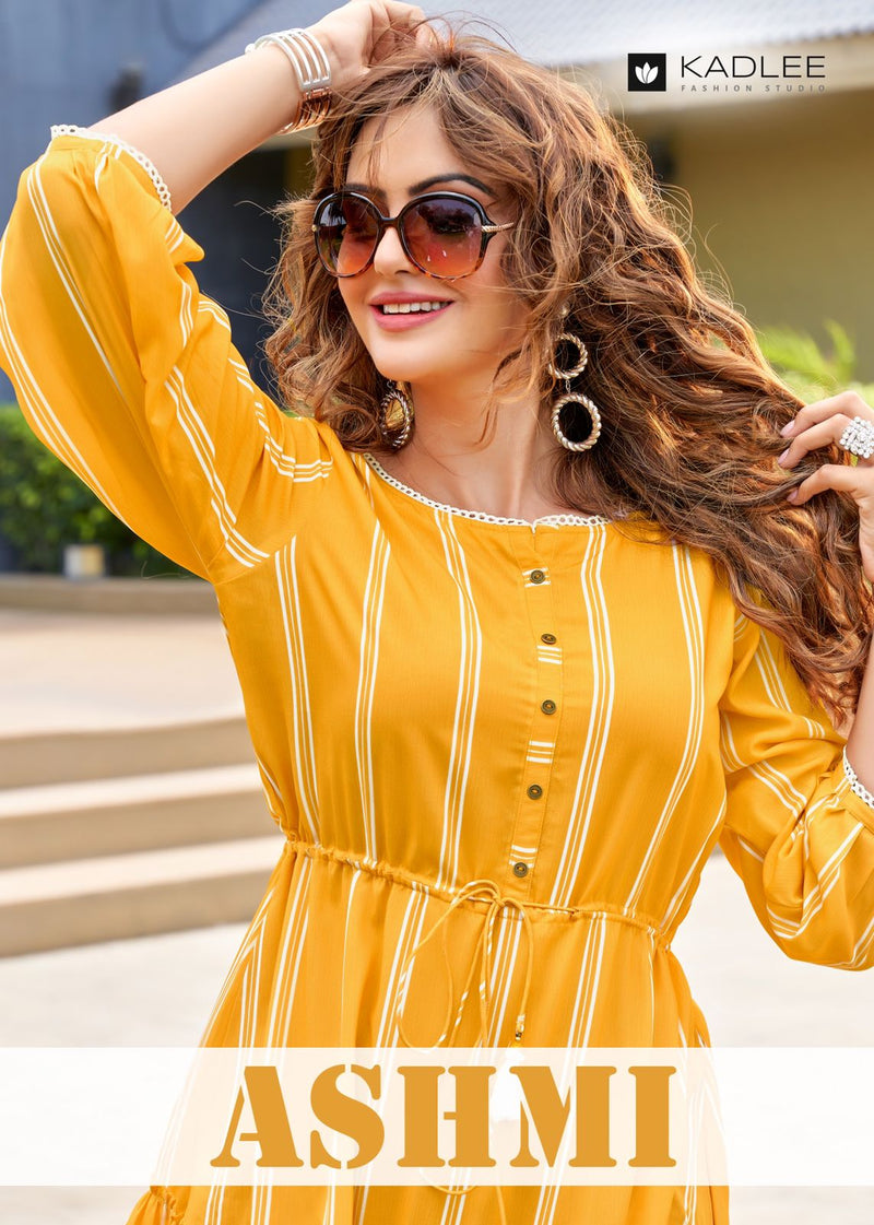 Kadlee Fashion Ashmi Rayon With Printed Work Stylish Designer Party Wear Kurti