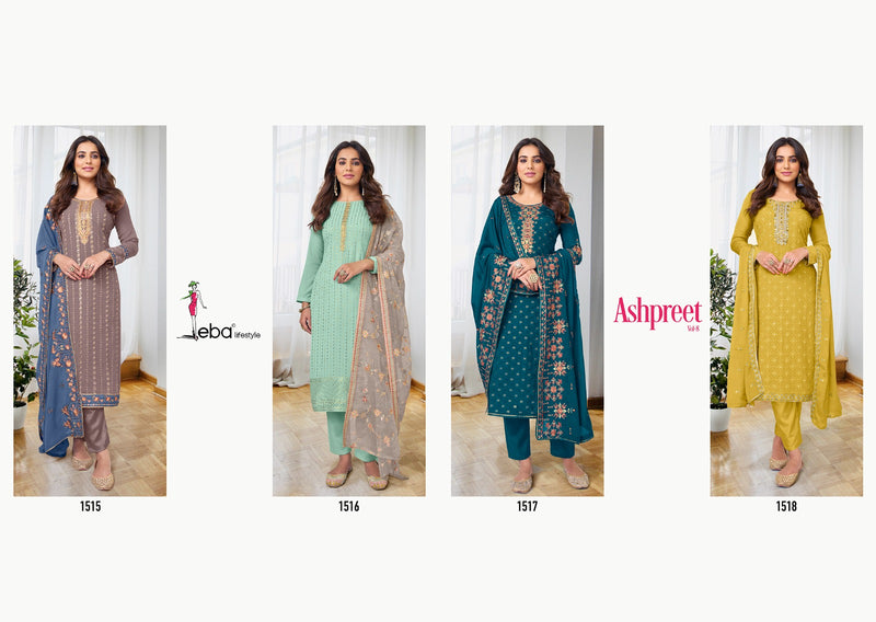 Eba Lifestyle Ashpreet Vol 8 Chinon Georgette Heavy Embroidery Diamond Work Heavy Designer Partywear Kurti