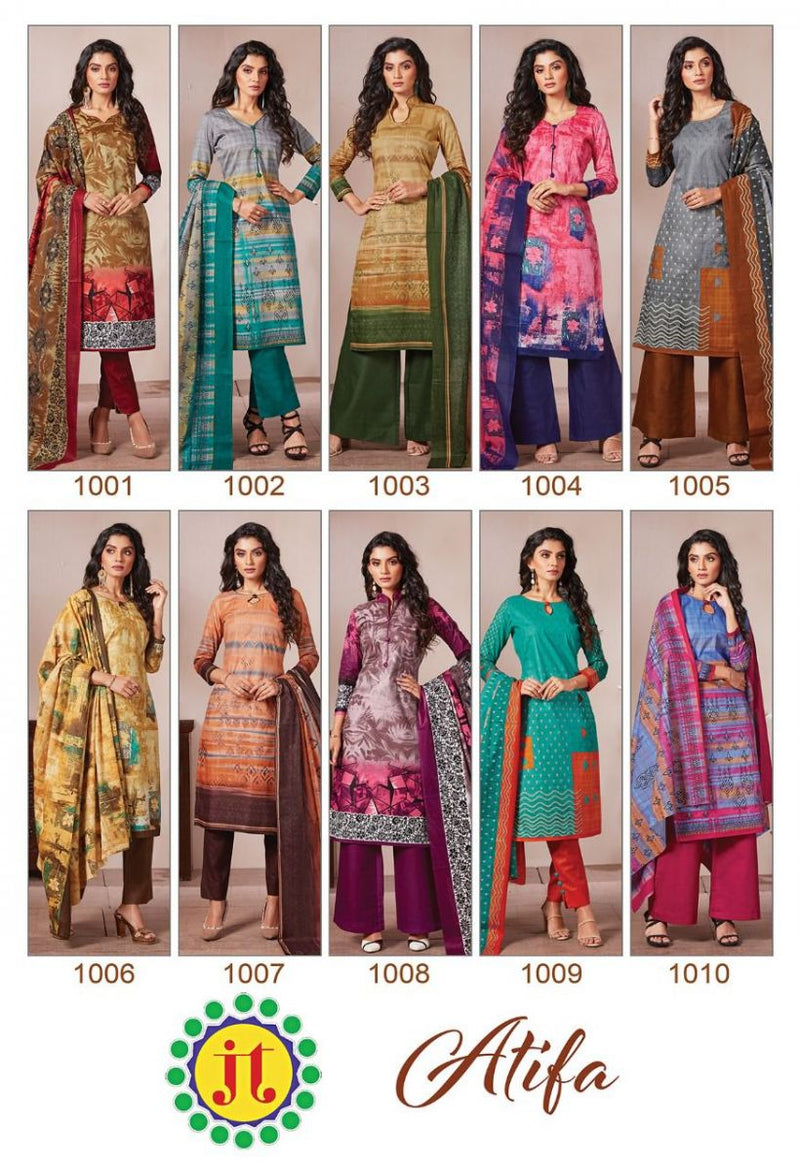 Jt Atifa Satin Fabrics Digital Printed Festive Wear Salwar Suits