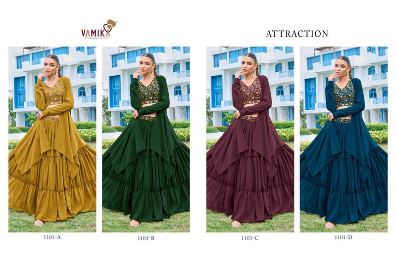 Vamika Attraction Georgette With Heavy Embroidery Work Stylish Designer Party Wear Long Gown