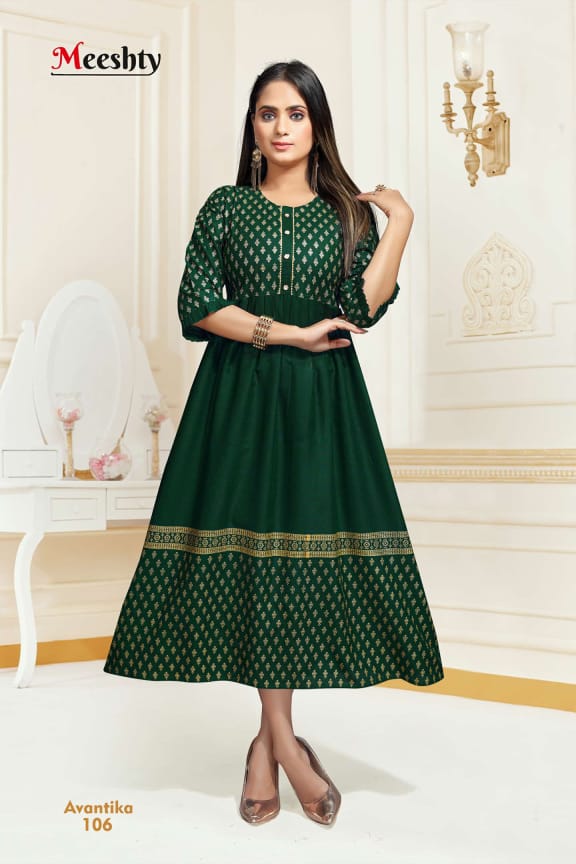 Meeshty Avantika Heavy Rayon Beautiful Anarkali Style Party Wear Kurtis