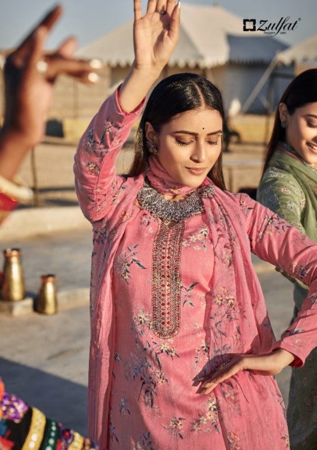 Zulfat Designer Suits Avisha Jam Cotton Party Wear Salwar Suits With Beautiful Digital Floral Print