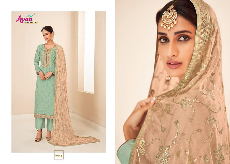 Avon Trendz Jalak Vol 2 Dola Silk Embroidered Party Wear Salwar Suits