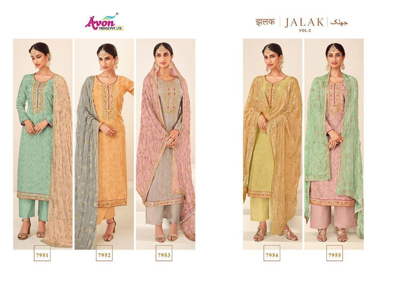 Avon Trendz Jalak Vol 2 Dola Silk Embroidered Party Wear Salwar Suits