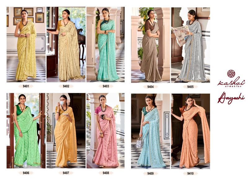 Kashvi Creation Aayushi Moss Fancy Stylish Festive Wear Sarees With Beautiful Colors