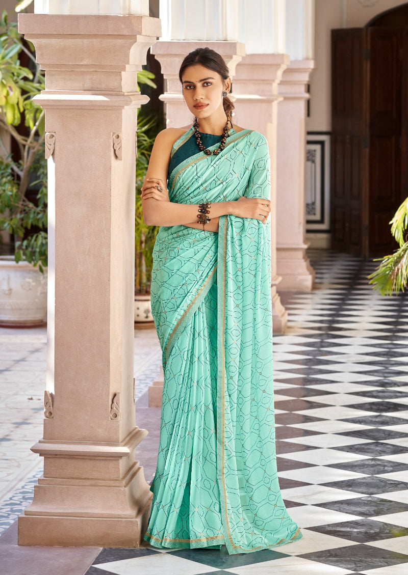 Kashvi Creation Aayushi Moss Fancy Stylish Festive Wear Sarees With Beautiful Colors
