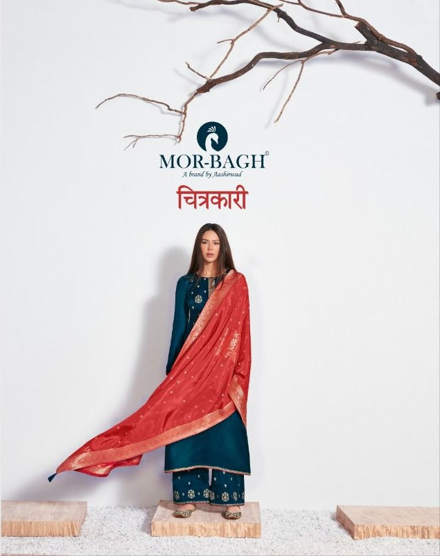 Aashirwad Creation Chitrakari Premium Tussar Silk Partywear Designer Suit