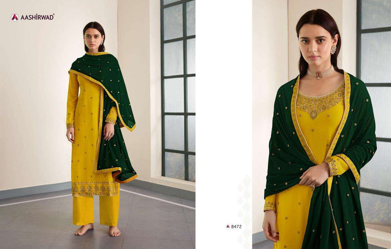 Aashirwad Creation Launch Ghazal Georgette With Neck Embroidery Work Casual Wear Salwar Suits