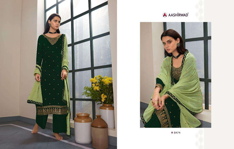 Aashirwad Creation Launch Ghazal Georgette With Neck Embroidery Work Casual Wear Salwar Suits