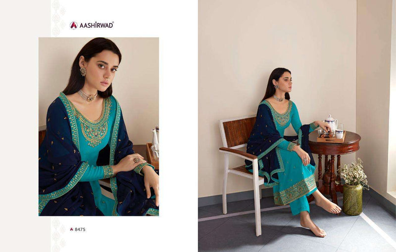 Aashirwad Creation Launch Ghazal Georgette With Neck Embroidery Work Casual Wear Salwar Suits