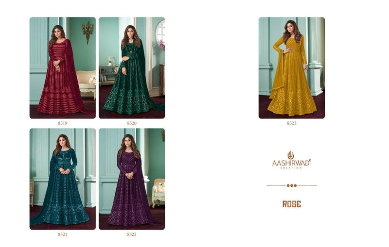 Aashirwad Rose Georgette Silk Santoon Fancy Designer Salwar Suit