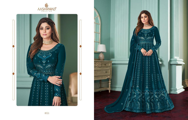 Aashirwad Rose Georgette Silk Santoon Fancy Designer Salwar Suit