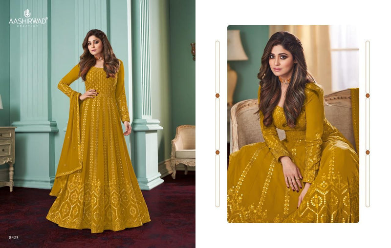Aashirwad Rose Georgette Silk Santoon Fancy Designer Salwar Suit