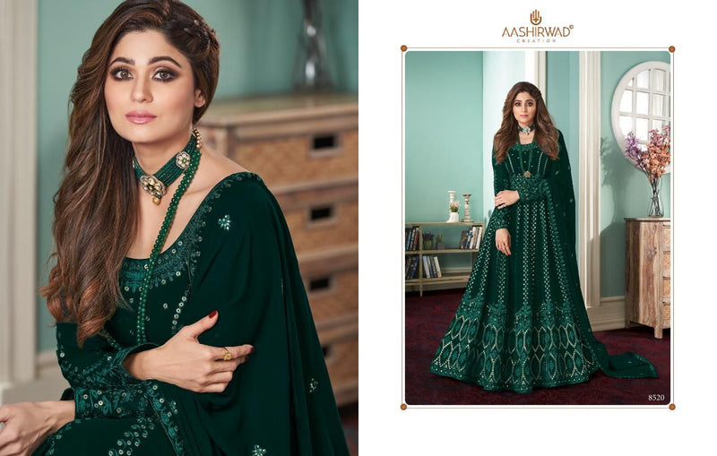 Aashirwad Rose Georgette Silk Santoon Fancy Designer Salwar Suit