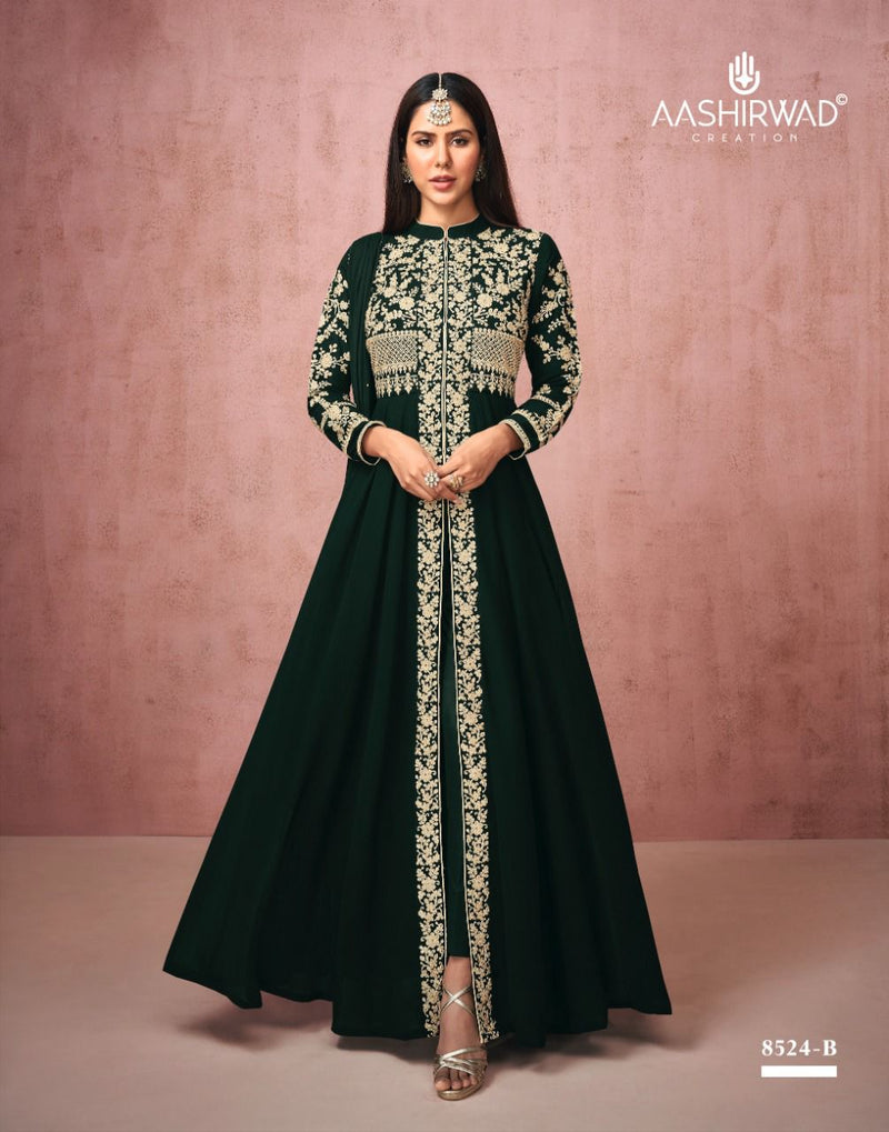 Aashirwad Sonam Real Georgette Silk Santoon Fancy Gown