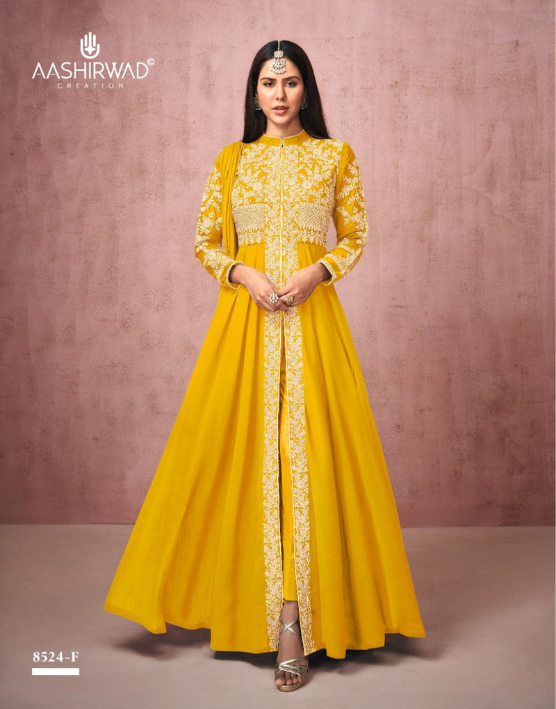 Aashirwad Sonam Real Georgette Silk Santoon Fancy Gown