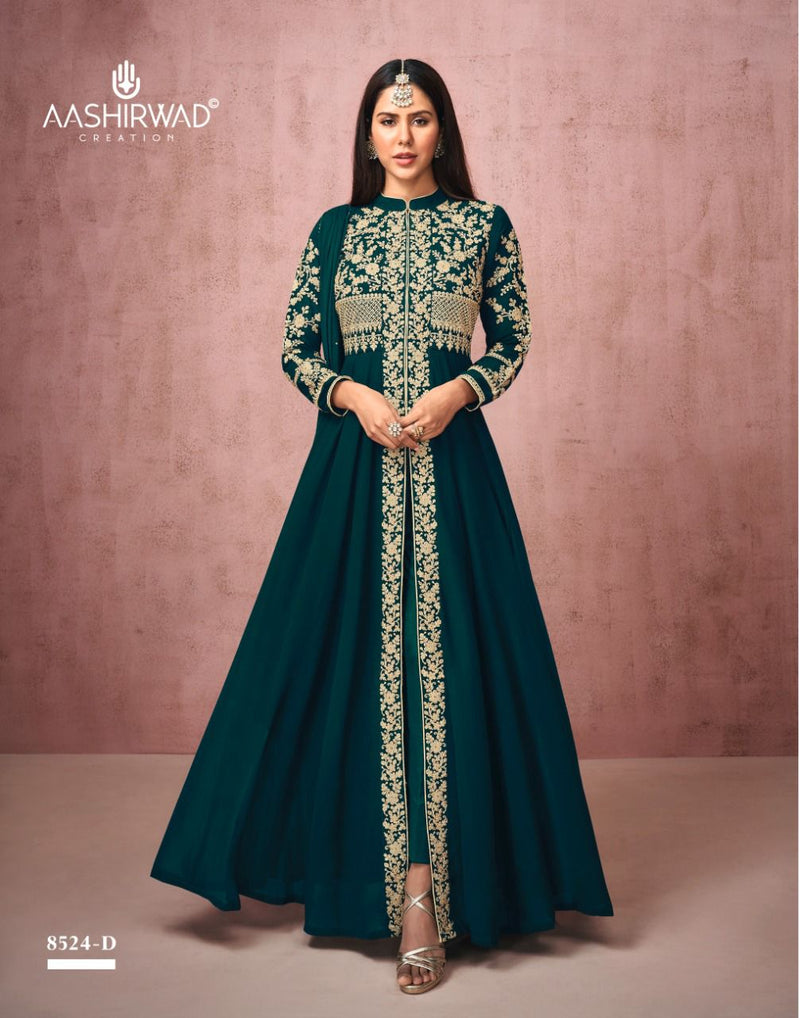 Aashirwad Sonam Real Georgette Silk Santoon Fancy Gown