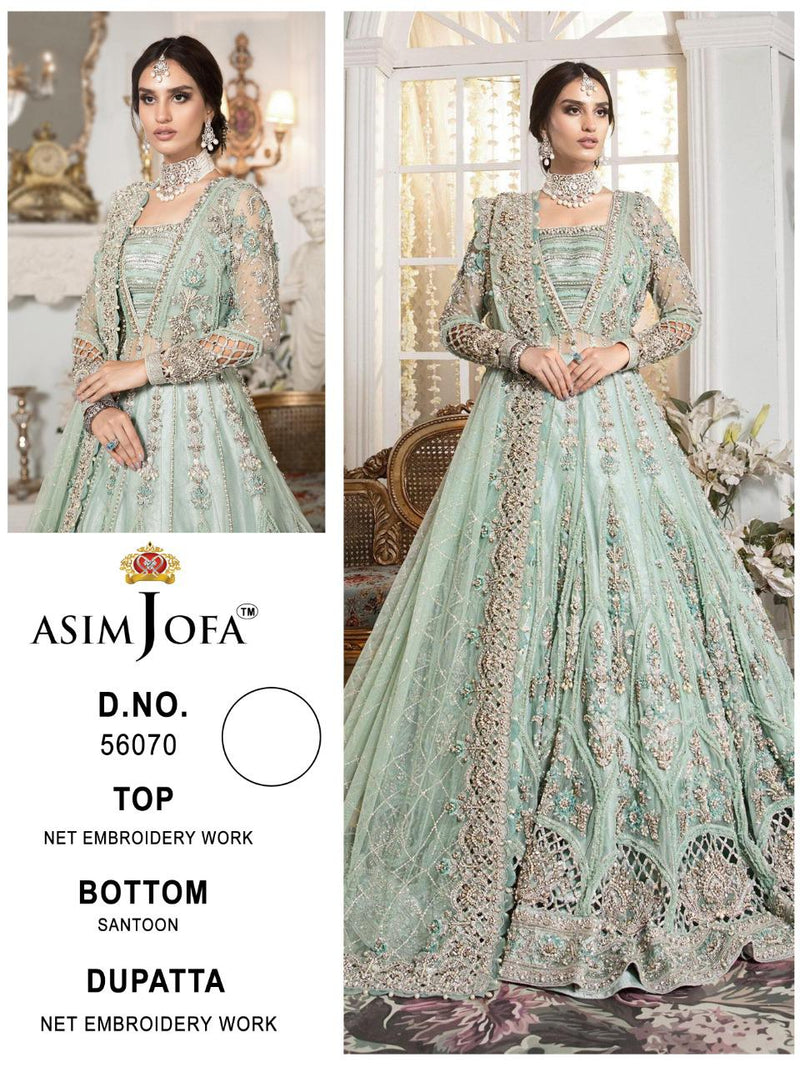 Aasim Jofa Dno 56070 Net Embroidered Heavy Handwork Bridal Lehenga