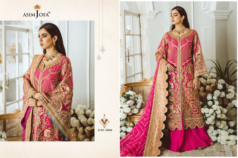 Asim Jofa Jf 56064 Net Embroidery Work Heavy Designer Bridal Wear Salwar Suit