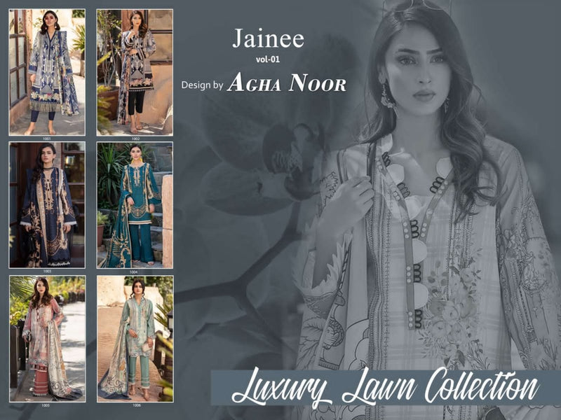Agha Noor Jainee Vol 1 Lawn Cotton Karachi Printed Casual Wear Suit