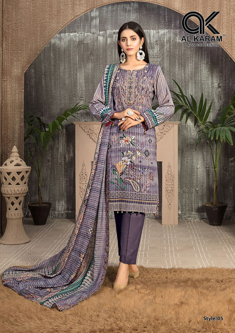 Al Karam Queens Court Vol 2 Pure Cambric Collection Casual Wear Salwar Suit