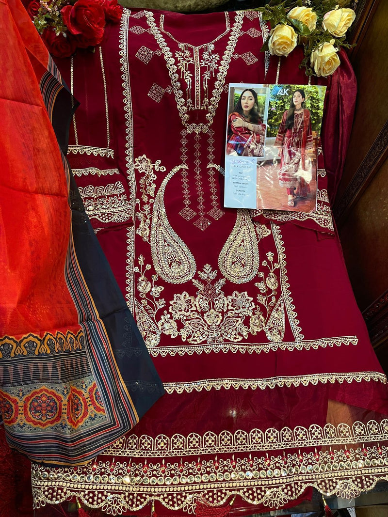 Al Khushbu Alk Dno 146 Georgette Heavy Embroidery Work Designer Salwar Suit
