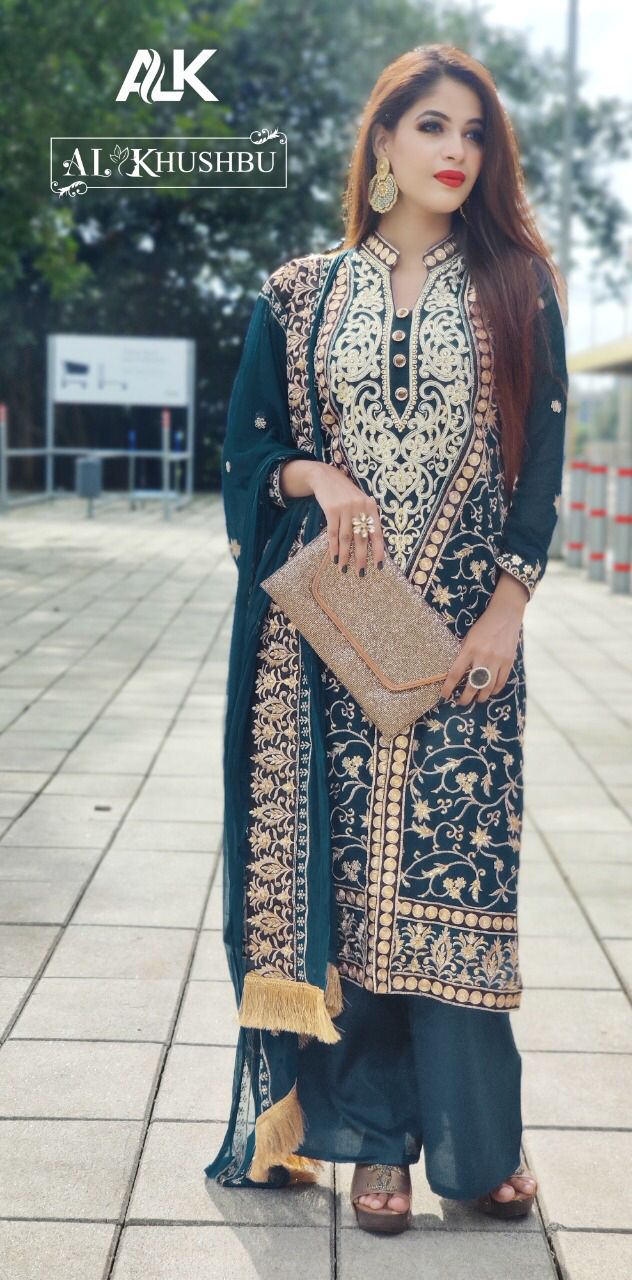 Al Khushbu D. No 140Georgette With Heavy Embroidery Work