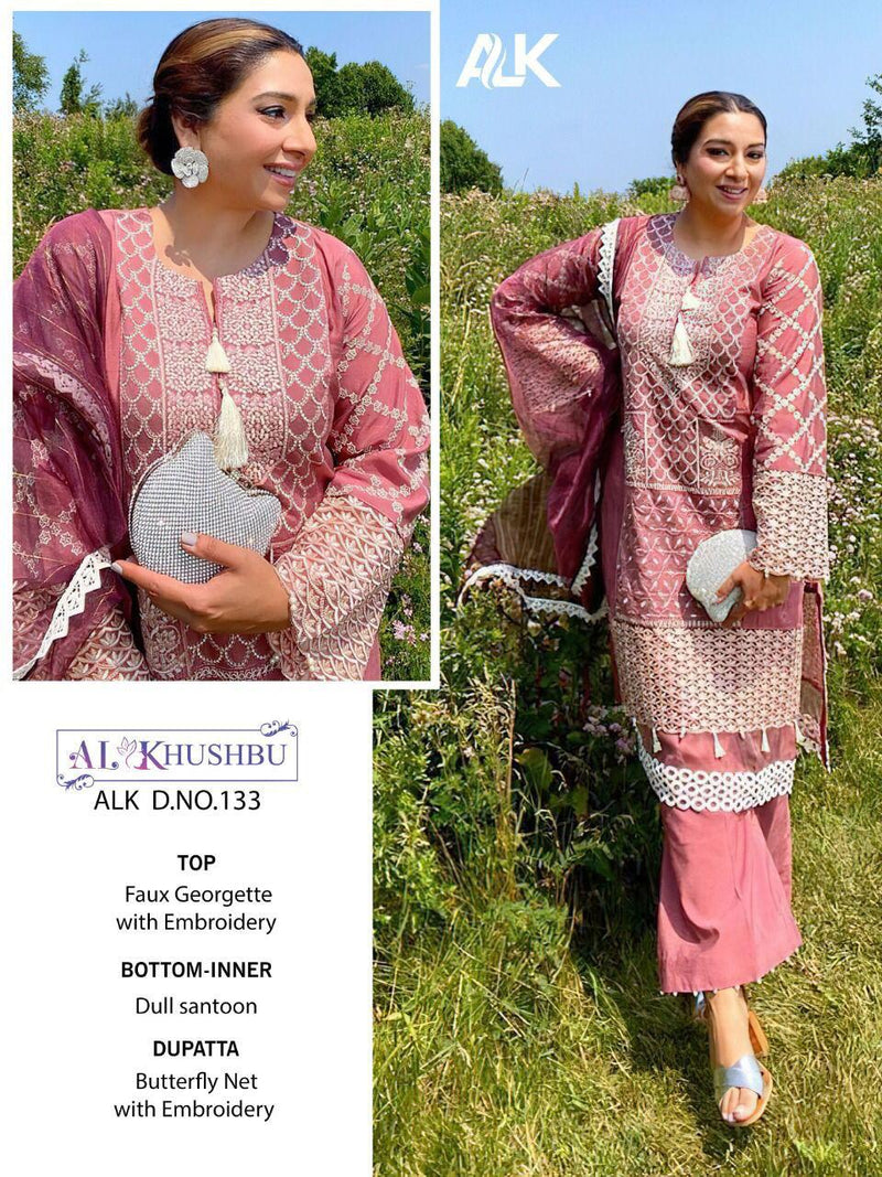 Al Khushbu D no 133 Georgette Heavy Embroidered Salwar Kameez
