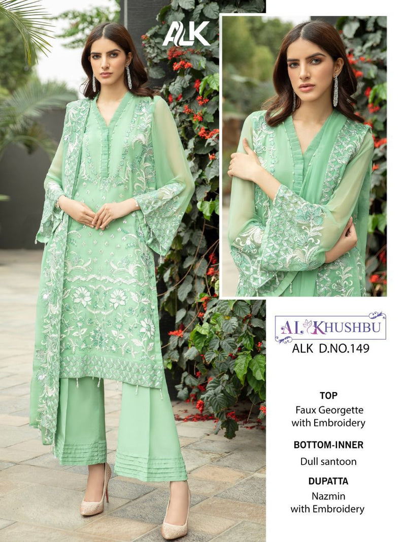 Al Khushbu Dno 149 Georgette Heavy Embroidered Work Pakistani Salwar Kameez