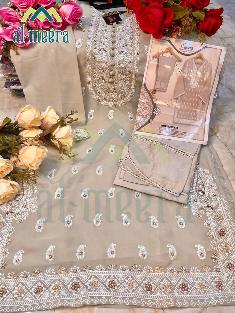 Al Meera D No 1135 Faux Georgette Heavy Embroidered Work Pret Kurti Collection