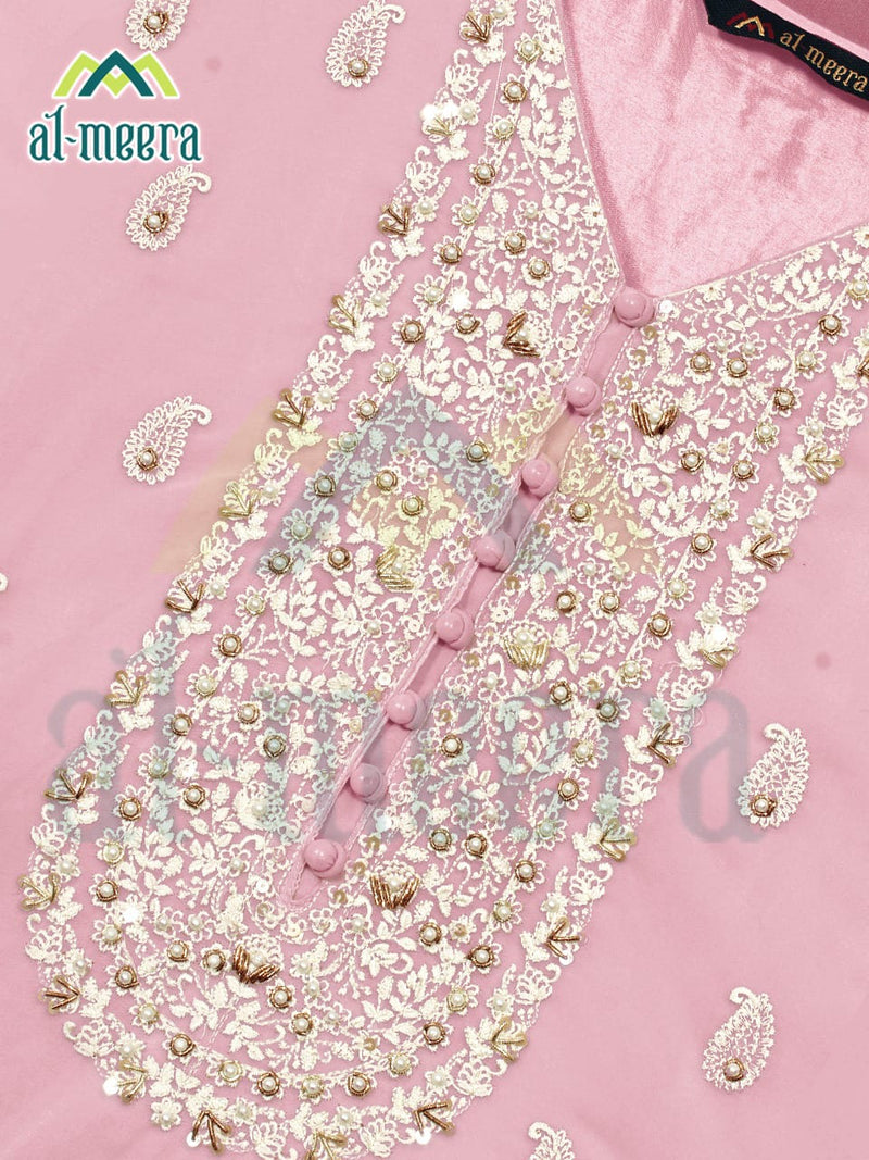 Al Meera D No 1135 Faux Georgette Heavy Embroidered Work Pret Kurti Collection