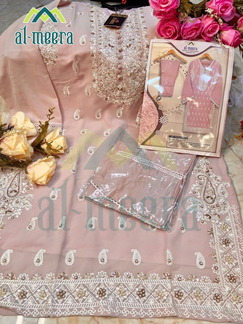 Al Meera D No 1135 Faux Georgette Heavy Embroidered Work Pret Kurti Collection