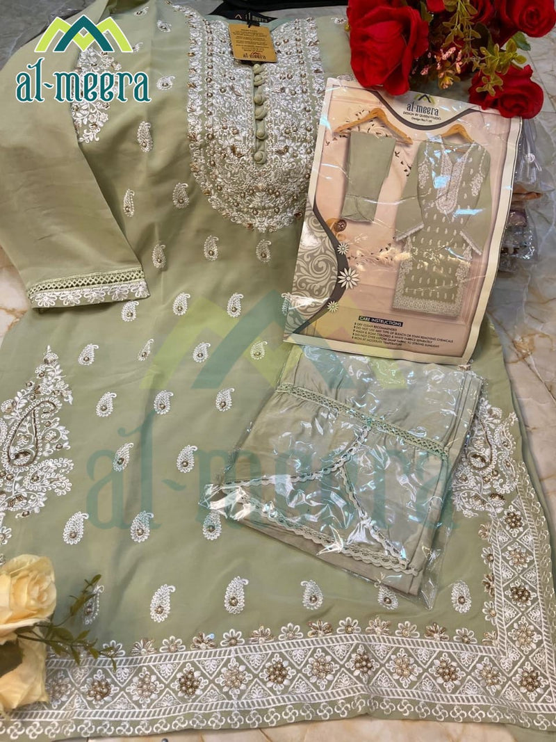 Al Meera D No 1135 Faux Georgette Heavy Embroidered Work Pret Kurti Collection
