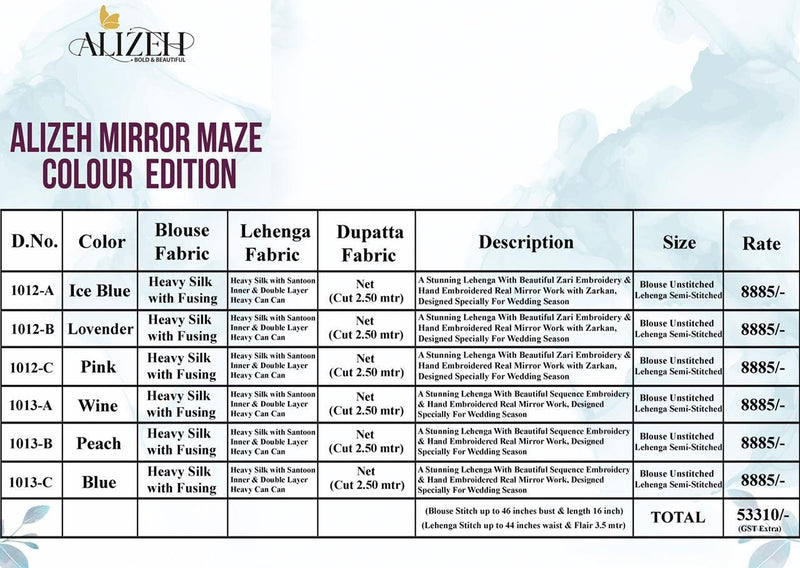 Alizeh Mirror Maze Colour Edition Silk With Fusing Lehenga