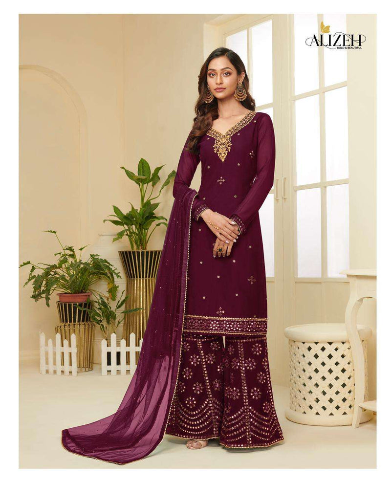 Alizeh Zaida Vol 4 Georgette Colorful Sharara Partywear Salwar Kameez