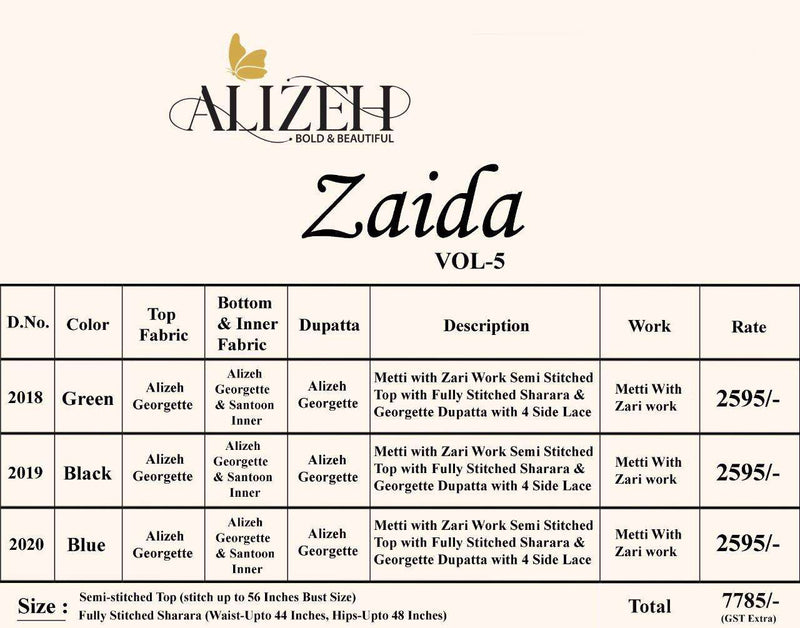 Alizeh Zaida Vol 5 Georgette Designer Partywear Stylish Salwar Suit
