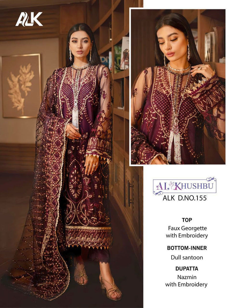 Al Khushbu Alk Dno 155 Georgette Heavy Embroidered Work Pakistani Suit