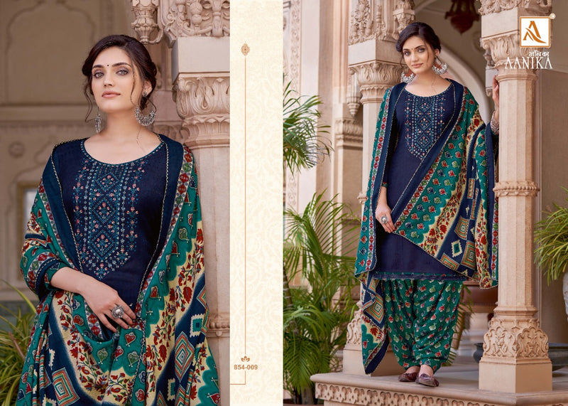 Alok Suit Aanika Pure Wool Pashmina Seft Embroidery Work Salwar Kameez