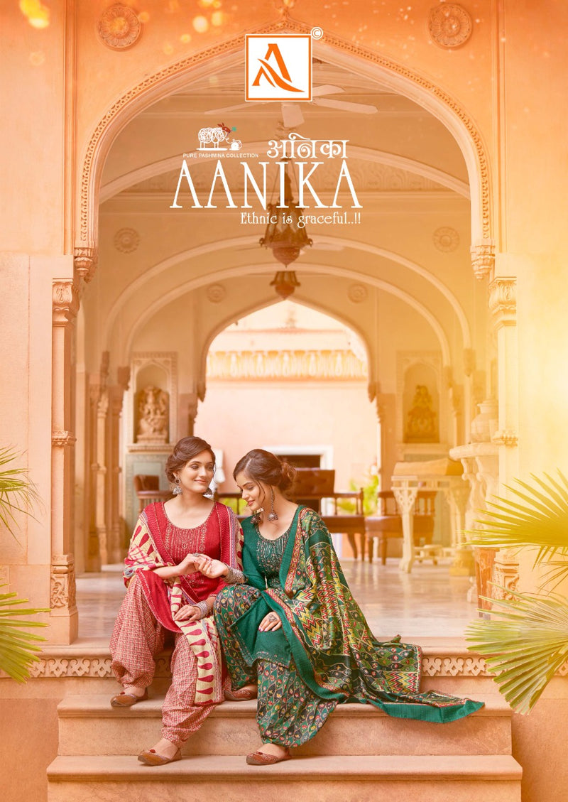 Alok Suit Aanika Pure Wool Pashmina Seft Embroidery Work Salwar Kameez