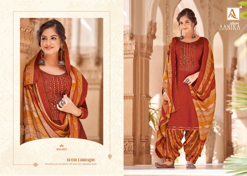 Alok Suit Aanika Pure Wool Pashmina Seft Embroidery Work Salwar Kameez