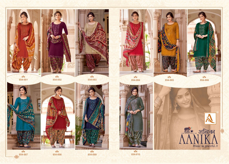 Alok Suit Aanika Pure Wool Pashmina Seft Embroidery Work Salwar Kameez