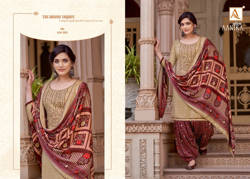 Alok Suit Aanika Pure Wool Pashmina Seft Embroidery Work Salwar Kameez