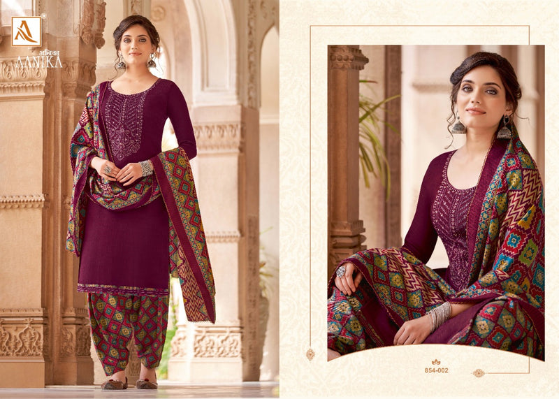 Alok Suit Aanika Pure Wool Pashmina Seft Embroidery Work Salwar Kameez