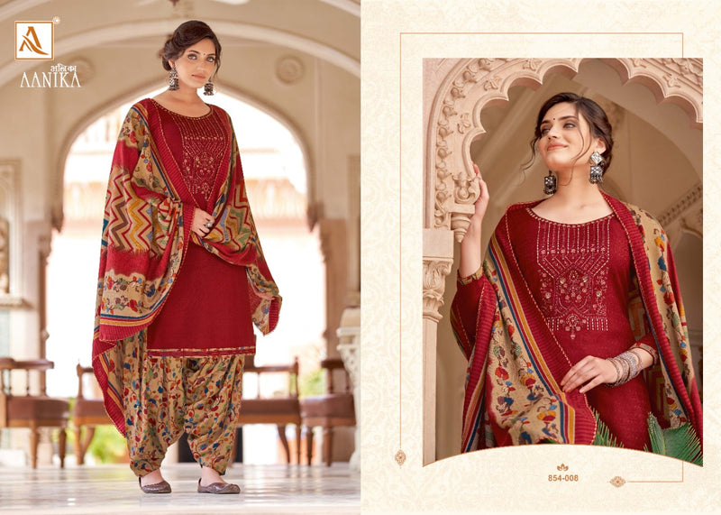 Alok Suit Aanika Pure Wool Pashmina Seft Embroidery Work Salwar Kameez