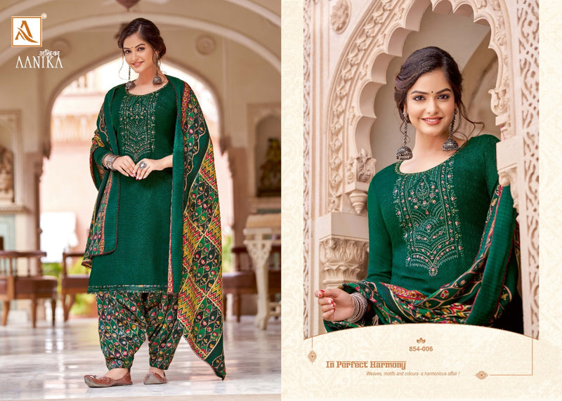 Alok Suit Aanika Pure Wool Pashmina Seft Embroidery Work Salwar Kameez
