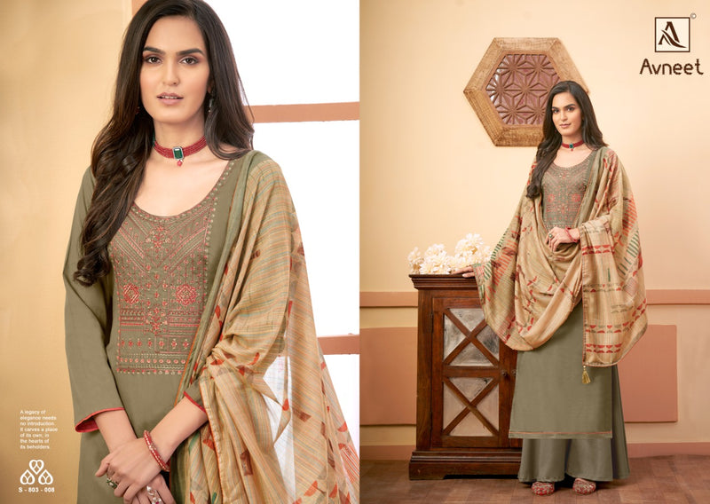 Alok Suit Avneet Pure Jam Embroidery Diamond Work Salwar Kameez