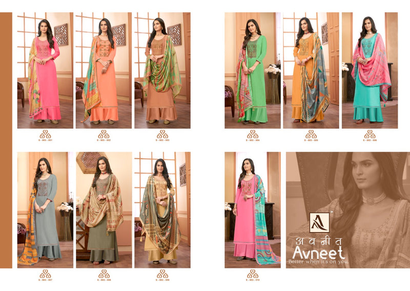 Alok Suit Avneet Pure Jam Embroidery Diamond Work Salwar Kameez
