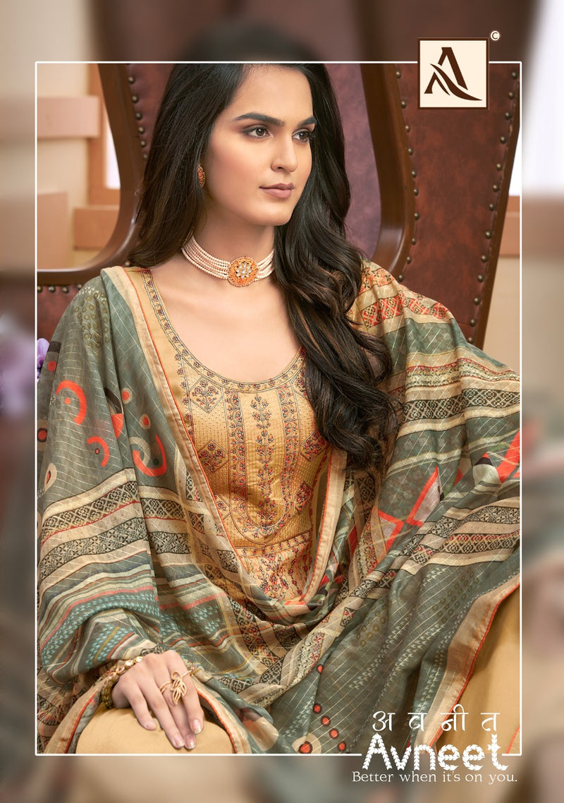 Alok Suit Avneet Pure Jam Embroidery Diamond Work Salwar Kameez