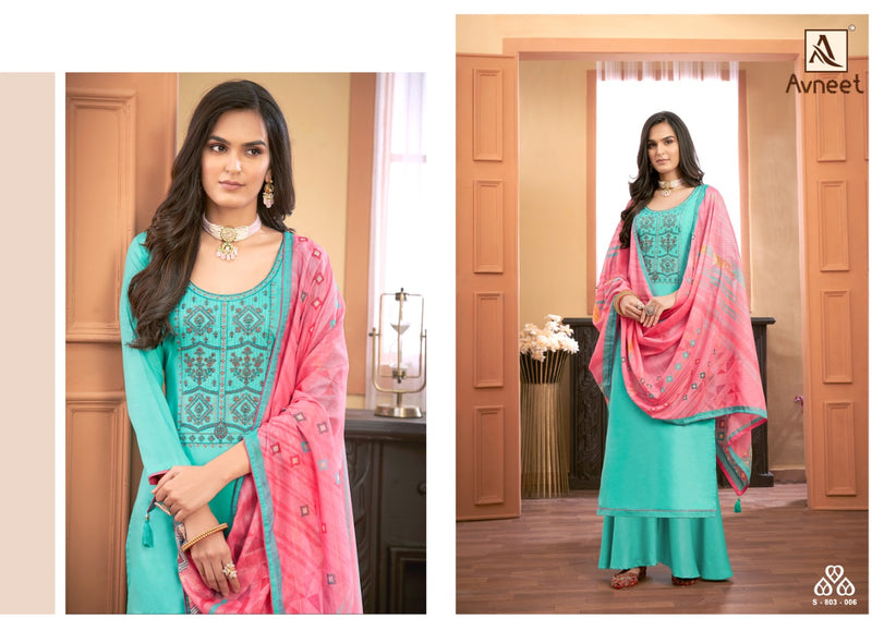 Alok Suit Avneet Pure Jam Embroidery Diamond Work Salwar Kameez
